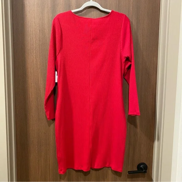 NEW Old Navy Red Fitted Square-Neck Mini Dress Size XL Ribbed Stretchy Date - Picture 8 of 12